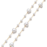 1 Meter Stainless Steel Heart Oval Beads Artificial Pearl Chains