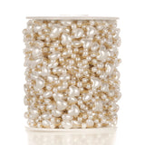 1 Meter Stainless Steel Heart Oval Beads Artificial Pearl Chains