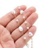 1 Meter Stainless Steel Heart Oval Beads Artificial Pearl Chains