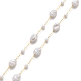 1 Meter Stainless Steel Heart Oval Beads Artificial Pearl Chains