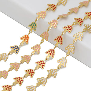 1 Meter Stainless Steel Mushroom Colorful Enamel Chain DIY Jewelry