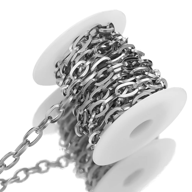 1 Meter Stainless Steel Oval Cable Link Chains for DIY Jewelry Making