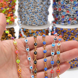 1 Meter Stainless Steel Plastic Beads Turkey Eyes Charms Oval Link Chains