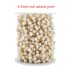 1 Meter Stainless Steel Pearl Beaded Chains DIY Jewelry Findings