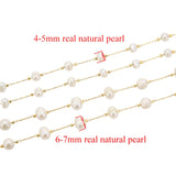 1 Meter Stainless Steel Pearl Beaded Chains DIY Jewelry Findings