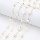 1 Meter Stainless Steel Pearl Beaded Chains DIY Jewelry Findings