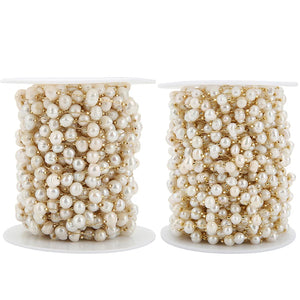 1 Meter Stainless Steel Pearl Beaded Chains DIY Jewelry Findings