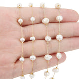 1 Meter Stainless Steel Pearl Beaded Chains DIY Jewelry Findings