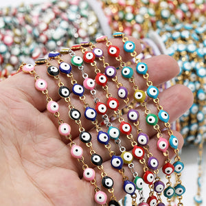 1 Meter Stainless Steel Turkey Eyes Enamel Chains DIY Jewelry Supplies