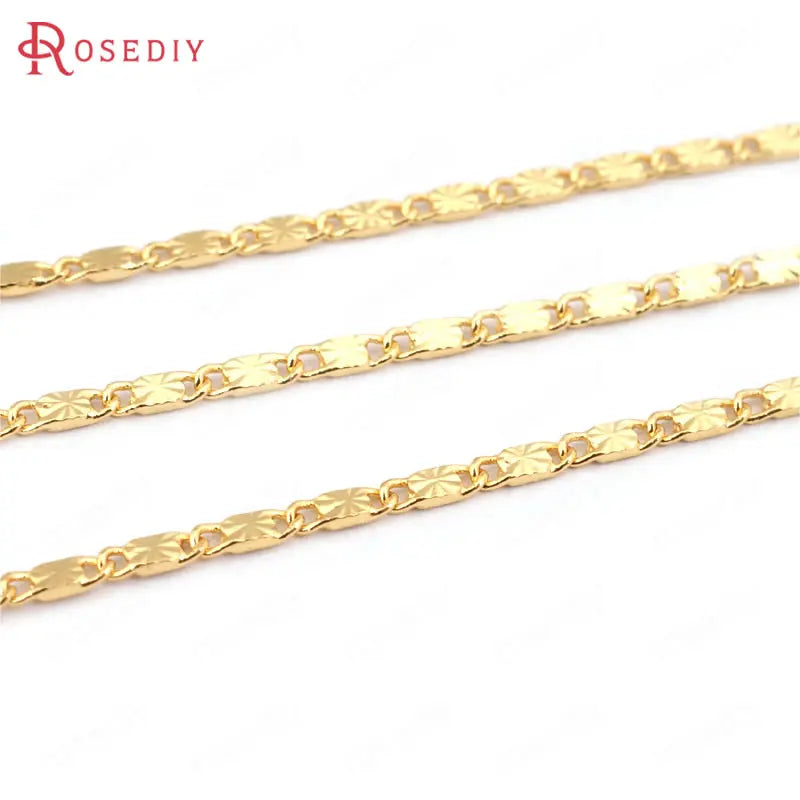 1M Width 1.7MM High Champagne Plated Brass Necklace Chains