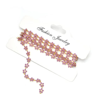 1m 5.8mm SS Enamel Flower Daisy Chain DIY Jewelry Anklet Bracelet Crafts