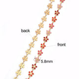 1m 5.8mm SS Enamel Flower Daisy Chain DIY Jewelry Anklet Bracelet Crafts