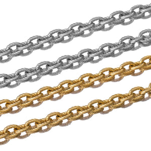 1m 5mm Stainless Steel Embossing Chunky Chains for Punk Rock Jewelry Making