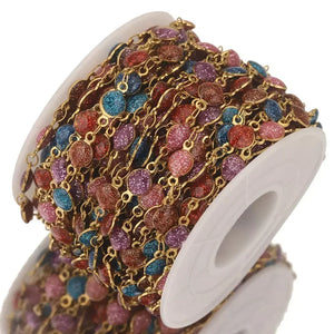 6mm Stainless Steel Enamel Powder Roll Link Chain Necklace