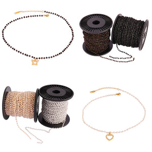 70" Beaded Chain Pearl Stainless Steel Necklace DIY Jewelry