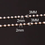 70" Beaded Chain Pearl Stainless Steel Necklace DIY Jewelry