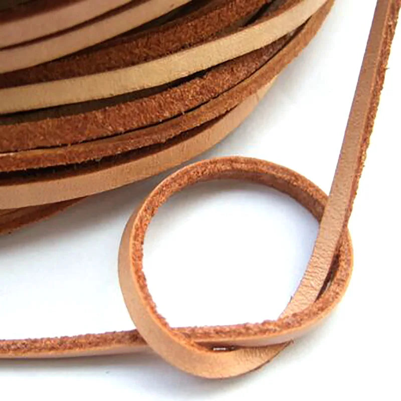 1m 3*2mm Flat Real Leather Cord String Lace Rope