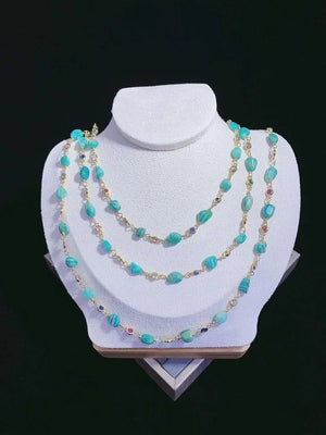 Natural Stones Jewelry Colorful CZ Necklace Link Chain