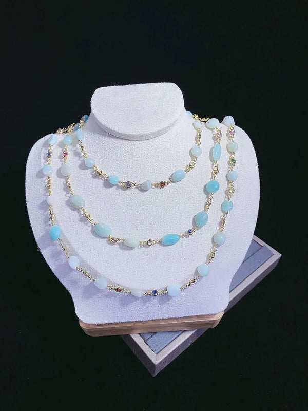Natural Stones Jewelry Colorful CZ Necklace Link Chain