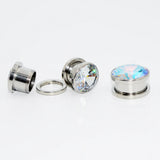 Surgical Steel Crystal Zircon Ear Flesh Tunnel Body Piercing Jewelry