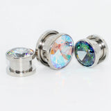 Surgical Steel Crystal Zircon Ear Flesh Tunnel Body Piercing Jewelry