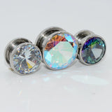 Surgical Steel Crystal Zircon Ear Flesh Tunnel Body Piercing Jewelry