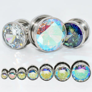 Surgical Steel Crystal Zircon Ear Flesh Tunnel Body Piercing Jewelry