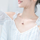 925 Sterling Silver Pendant Necklace Women Tassel Garnet Dream Catcher Crystal