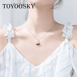 925 Sterling Silver Pendant Necklace Women Tassel Garnet Dream Catcher Crystal