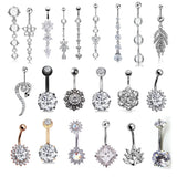 Crystal Surgical Steel Navel Piercing Heart Zircon Belly Button Rings Women