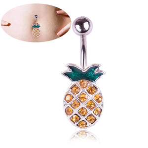 Crystal Surgical Steel Navel Piercing Heart Zircon Belly Button Rings Women