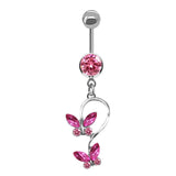 Crystal Surgical Steel Navel Piercing Heart Zircon Belly Button Rings Women