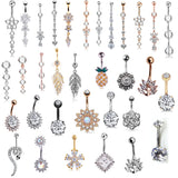 Crystal Surgical Steel Navel Piercing Heart Zircon Belly Button Rings Women