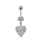 Crystal Surgical Steel Navel Piercing Heart Zircon Belly Button Rings Women
