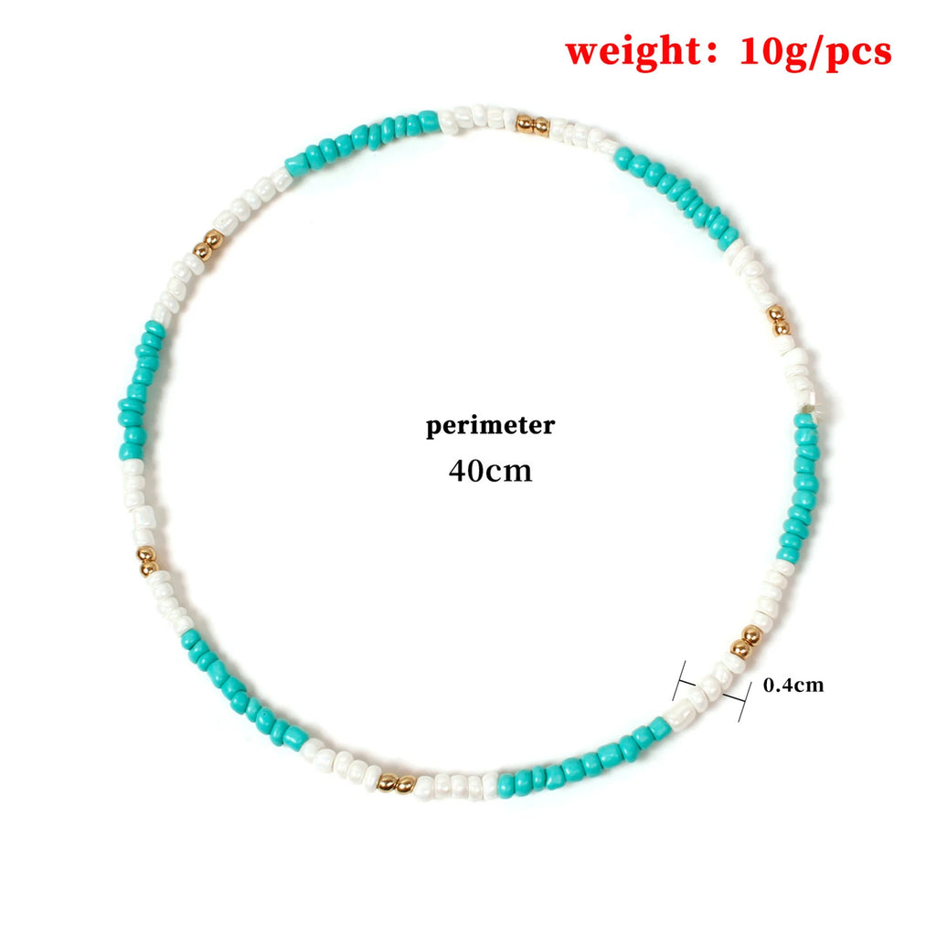 Doreen Box Beaded Necklace Colorful Glass Beaded Necklace 40cm Summer Jewelry