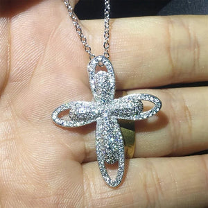 Elegant Cubic Zirconia Cross Pendant Necklace