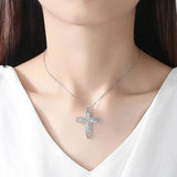 Elegant Cubic Zirconia Cross Pendant Necklace