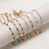 Stainless Steel Anklet Enamel Multicolor On Foot Ankle Bracelet 23cm Long