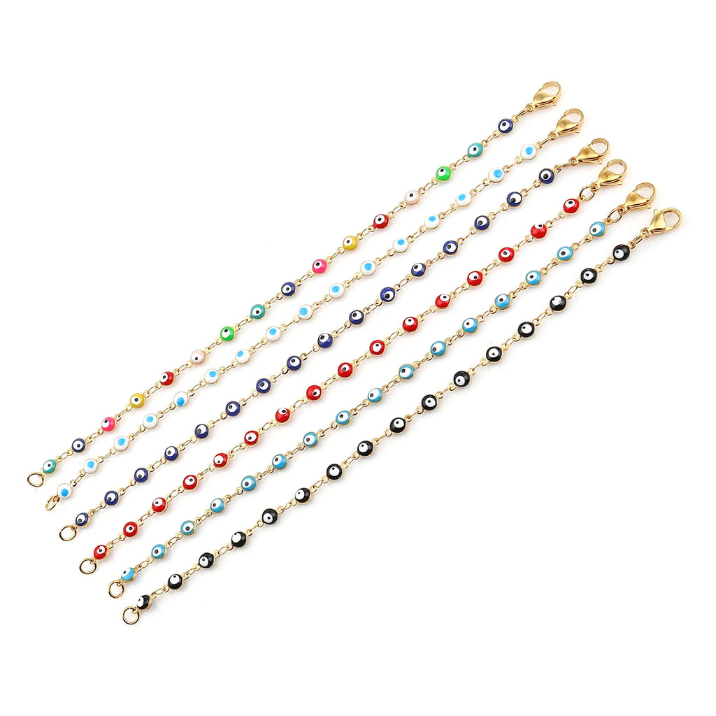 Colorful Evil Eye Enamel Bracelet 19.2cm Long