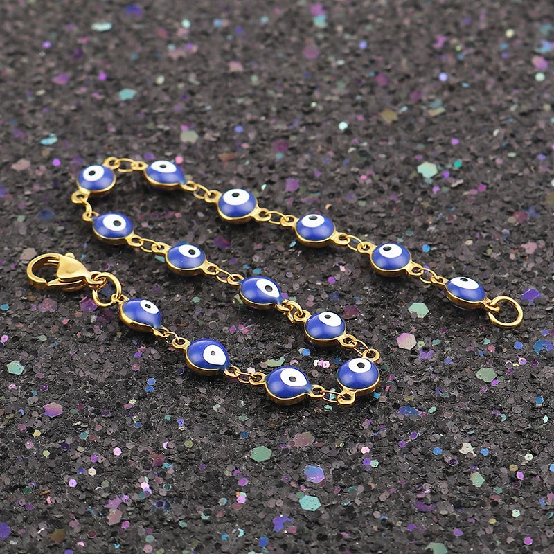 Colorful Evil Eye Enamel Bracelet 19.2cm Long