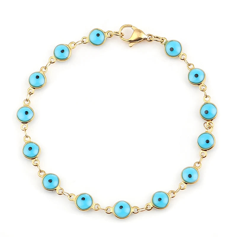 Colorful Evil Eye Enamel Bracelet 19.2cm Long