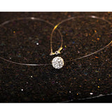 Invisible Fishing Line Necklace Rhinestone Pendant Zircon Choker Gift