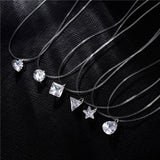 Invisible Fishing Line Necklace Rhinestone Pendant Zircon Choker Gift