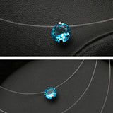Invisible Fishing Line Necklace Rhinestone Pendant Zircon Choker Gift