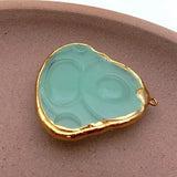 Light Green Agate Carving Buddha Plated Pendant Necklace Bracelet Earrings