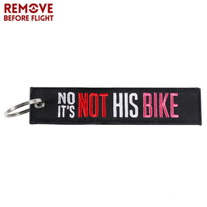 Embroidery IT'S NOT HIS BIKE Keychain Pink