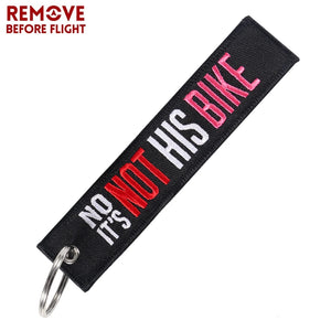 Embroidery IT'S NOT HIS BIKE Keychain Pink