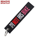 Embroidery IT'S NOT HIS BIKE Keychain Pink