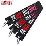 Embroidery IT'S NOT HIS BIKE Keychain Pink