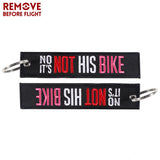Embroidery IT'S NOT HIS BIKE Keychain Pink